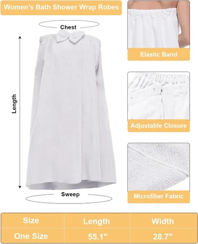 Vista 4 de Albornoz de ducha para mujer, bata de baño ultra absorbente para el cuerpo