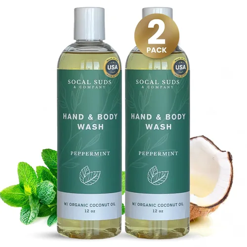 Vista 13 de SoCal Suds & Company Gel de baño orgánico - Jabón líquido suave para manos y cuerpo para hombres y mujeres, fabricado con aceites orgánicos y aceite