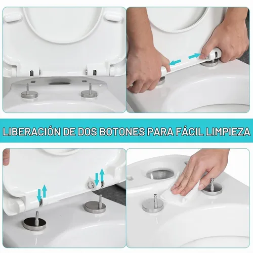Vista 13 de Asiento de inodoro en forma de D/U, cierre suave y liberación rápida para facilitar la limpieza, diseño de bisagra estable para evitar que se mueva.