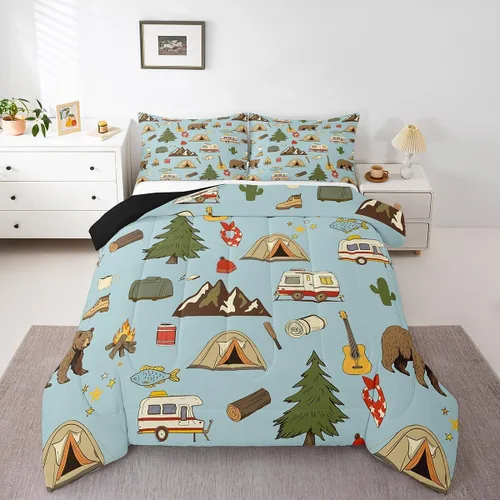 Vista 7 de Erosebridal American Flag Twin Comforter Set Army Green Camo Bedding Set for Kids Boys Girls Bear Claw Hunting Theme Bed Set Camoflage Camping
