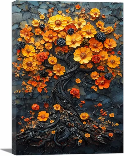 Vista 33 de VOCBAN Tree of Life Canvas Wall Art Painting Poster Nature Print Canvas Wall Art Print Artwork Living Room Bedroom Office Hallway Picture(black
