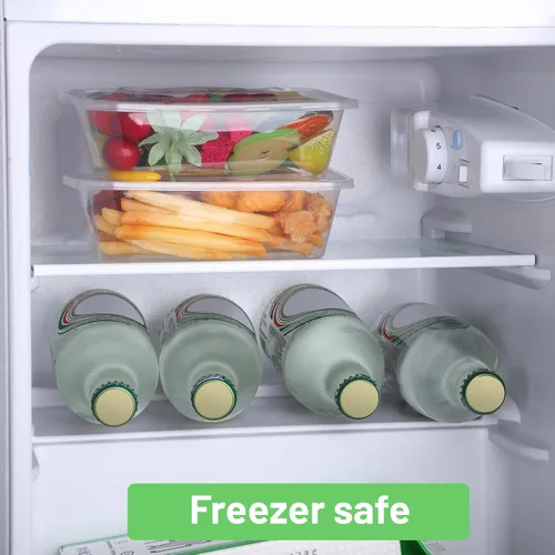 Vista 6 de Bokon 60 recipientes de plástico para preparación de comidas con tapa, contenedores desechables transparentes para almuerzo, caja apilable
