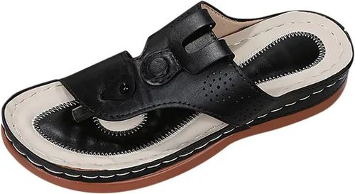 Vista 2 de Sandalias planas de verano elegantes para mujer, sandalias ortopédicas para mujer, soporte de arco