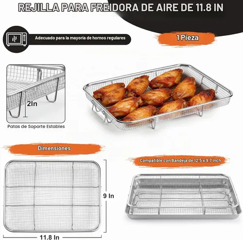 Vista 2 de P&P CHEF Cesta para freidora de aire de 11.8 pulgadas para horno, estante