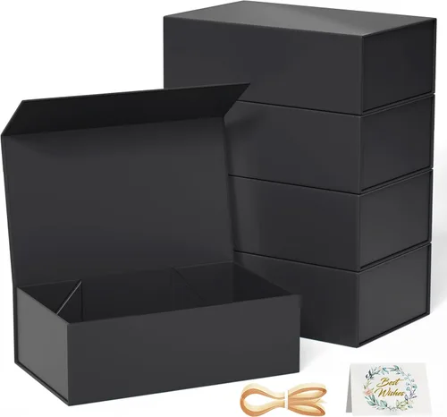 Vista 23 de RYDDOY Caja de Regalo Negra, 9.5x6x3'' Cajas de Regalo para Regalos con Tapas Cierre Magnético Rectangular Plegable para Caja de Propuesta