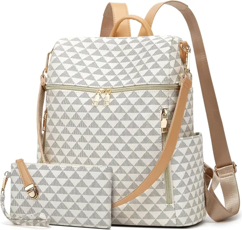 Vista 13 de Makes - Bolso tipo mochila para mujer, de piel sintética, bolso de viaje con diseño convertible a cartera, 12 pulg., Mochilas de viaje