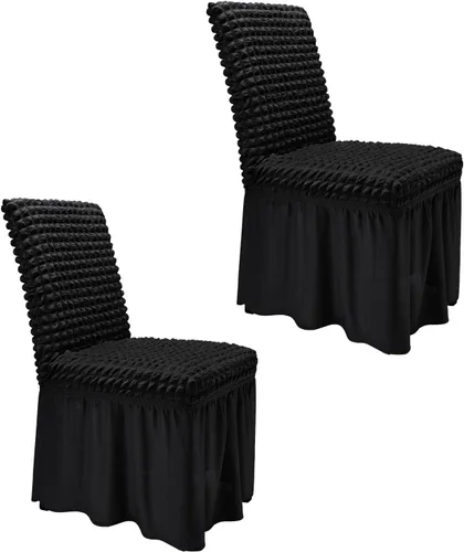 Vista 48 de NICEEC - Juego de 2 fundas para sillas de comedor de alta elasticidad, fundas removibles para sillas de comedor con falda, fundas protectoras