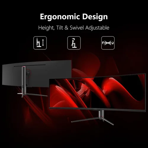 Vista 5 de INNOCN Monitor curvo de 49 pulgadas para juegos ultra ancho 5K2K 120Hz 32:9 QHD 5120 x 1440P, R1800, 99% sRGB, HDR400, USB tipo C, DisplayPort