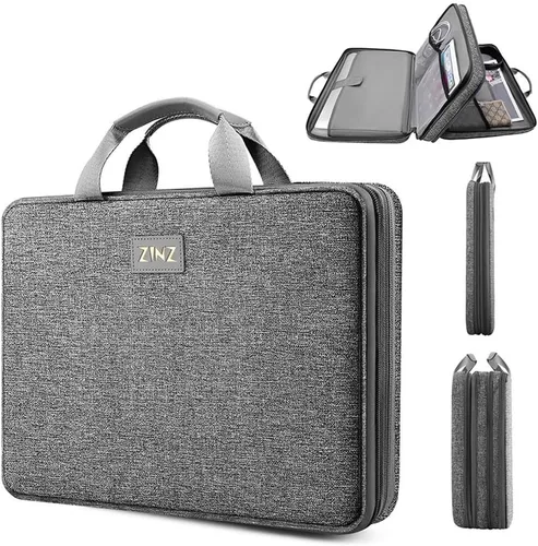 Vista 14 de ZINZ - Funda para portátil de 13 pulgadas con funda expandible, maletín protector de computadora con múltiples bolsillos, compatible con MacBook