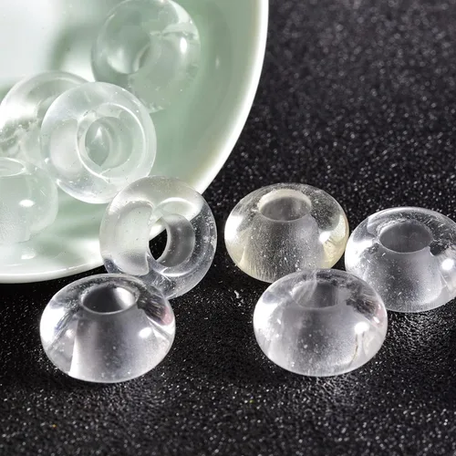 Vista 23 de Cuentas de piedra natural de agujero grande (0.23 a 0.236 pulgadas) pulidas Rondelle cuentas de piedras preciosas europeas para pulseras de dijes
