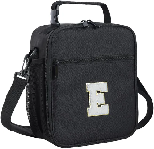 Vista 71 de ELEFOCUS Lonchera aislada con inicial para mujeres y hombres, bolsa de almuerzo personalizada con monograma con correa de hombro ajustable