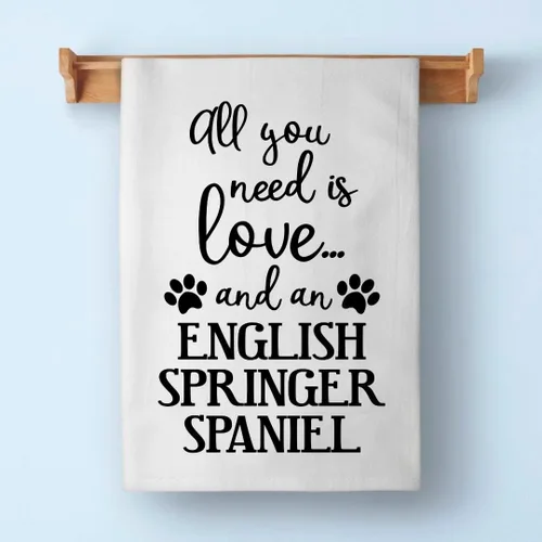 Vista 7 de Honey Dew Gifts Toallas divertidas, All You Need is Love and a English Springer Spaniel Toalla de cocina, toalla multiusos para amantes