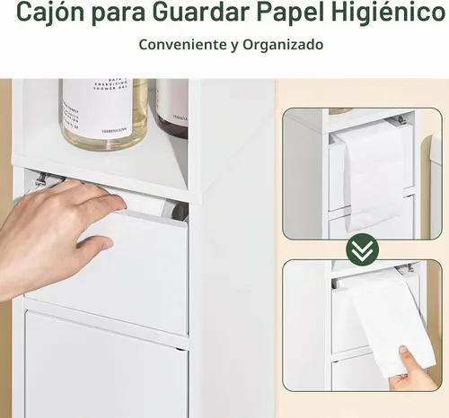 Vista 13 de SoBuy Gabinete de almacenamiento de baño pequeño, tamaño múltiple, blanco