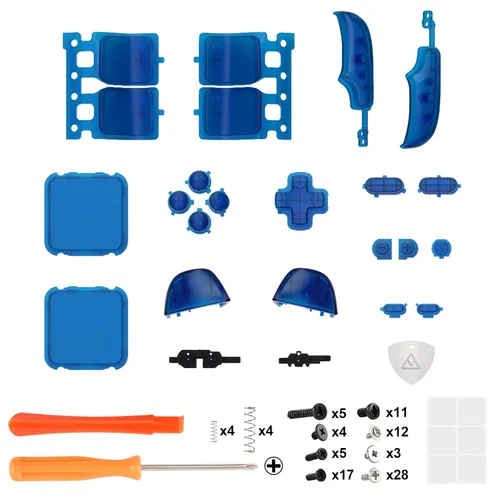 Vista 2 de eXtremeRate Clear Blue Replacement Full Set Buttons for Steam Deck, DIY Custom ABXY D-pad Trackpad Bumpers Triggers Buttons Screwdriver Tools for