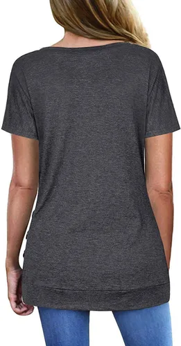Vista 2 de Jescakoo Camisetas de verano de manga corta con cuello en V para mujer, túnica casual