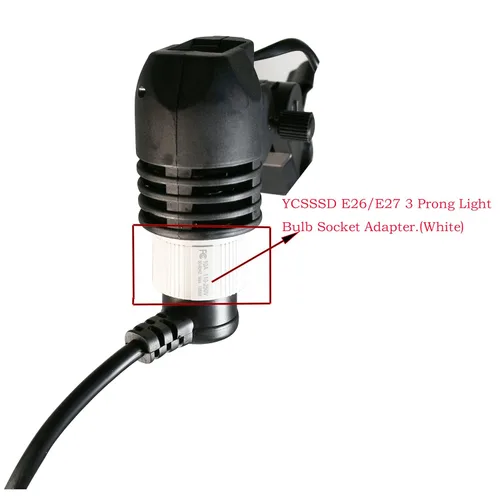 Vista 4 de Adaptador de toma de corriente de bombilla, E26/E27 de 3 clavijas polarizadas de rosca a enchufe convertidor para porche, patio, garaje, blanco