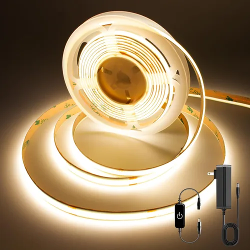Vista 16 de Pandery Tira de LED COB, Tira de Luces LED 1M/3.28ft, Tiras LED Regulables por Toque, CRI90+, Luz COB LED Blanca Cálida 2700K, 960LEDs, Tira