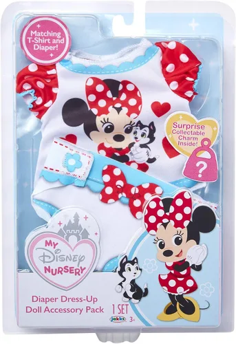 Vista 6 de My Disney Nursery Ropa y accesorios para muñecas de bebé, paquete de accesorios para pañales de Minnie inspirado en la querida Minnie Mouse