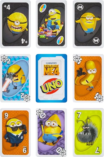 Vista 2 de Mattel Games UNO Despicable Me 4 - Juego de cartas para niños, adultos y familia con mazo inspirado en la película