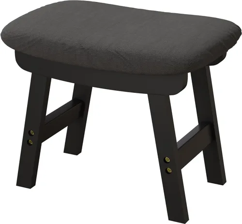 Vista 7 de viewcare Reposapiés otomano pequeño, taburete negro - Taburete de pie de madera para sala de estar, dormitorio y cocina