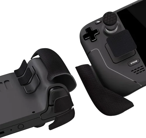 Vista 5 de PlayVital Professional Textured Soft Rubber Pads Handle Grips for Steam Deck LCD & OLED, Trackpads Skin Grip Enhancement Back Button Protective