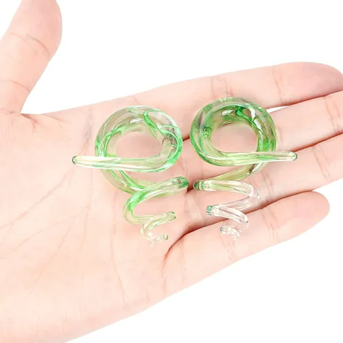 Vista 6 de Oyaface 2 unidades de vidrio para oreja, tapones para la oreja, dilatadores de oído, forma espiral