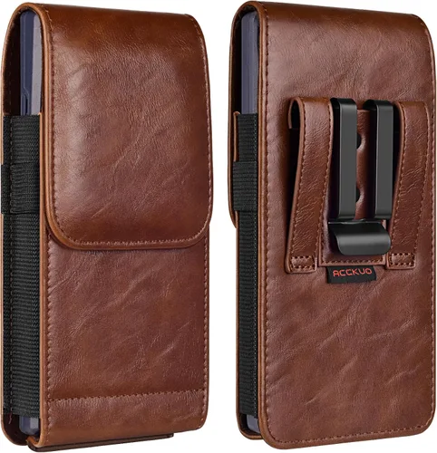 Vista 11 de Funda de cuero para teléfono ACCKUO con clip de cinturón de metal resistente y cierre magnético Compatible con iPhone 16/15/14/13/12 Pro y Non-Pro