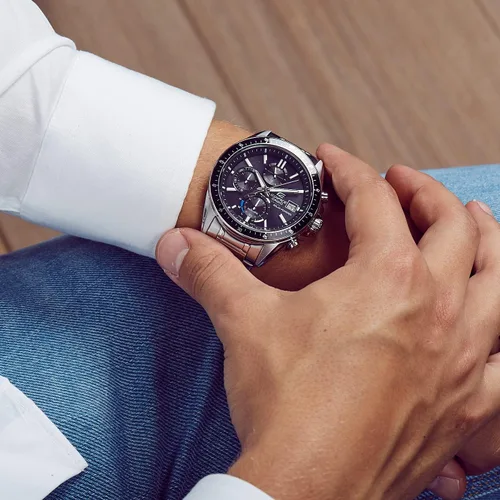 Vista 7 de Casio EFS-S510D-1AVUEF - Reloj analógico clásico de cuarzo para hombre con correa de acero inoxidable color plateado plateado Pulsera
