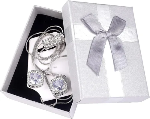 Vista 5 de Cathercing - Collar de cadena ajustable, larga y elegante con dije de diamantes de imitación, joyería única para mujeres y niñas, Plateado
