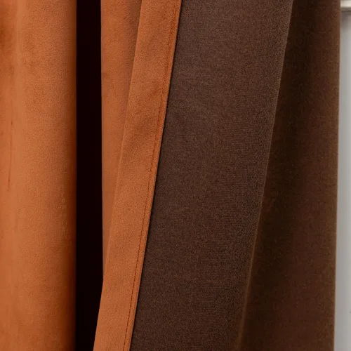 Vista 6 de Cortinas de terciopelo con trabilla trasera de 52 x 63 pulgadas de color naranja quemado de KOUFALL