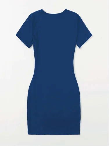 Vista 2 de Floerns Vestido corto ajustado de manga corta con cuello redondo para mujer