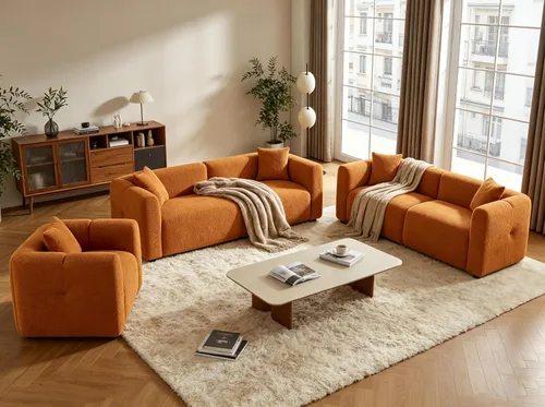 Vista 14 de VANOMi Juego de sofá modular seccional extragrande en forma de nube con sofá de 95" y sillones de 42" para sala de estar, juego de muebles tapizados