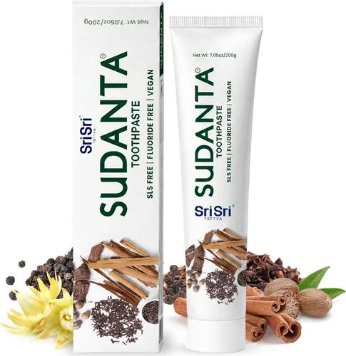 Vista 12 de Sri Sri Tattva Sudanta - Pasta de dientes de carbón - SLS, pasta de dientes herbales sin flúor con neem y hierbas ayurvédicas, blanqueamiento dental