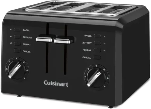 Vista 6 de Cuisinart Cafetera, 12 tazas programable de goteo con jarra, acero inoxidable, DCC-3400P1 y CPT-142BK tostadora compacta de plástico de 4 rebanadas