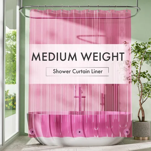 Vista 9 de Amazer forro de cortina de ducha para cabina, 36x72 forro de ducha de plástico transparente PEVA de peso medio para cortinas interiores de ducha