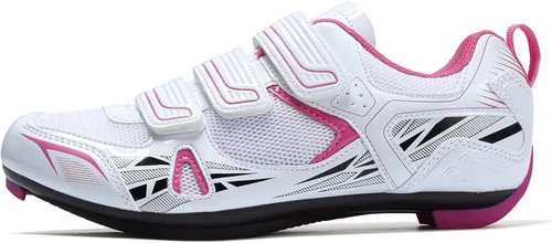 Vista 3 de Patavinity Zapatos de ciclismo para mujer para bicicleta y bicicleta+ con tacos de bicicleta compatibles con Delta Rosa