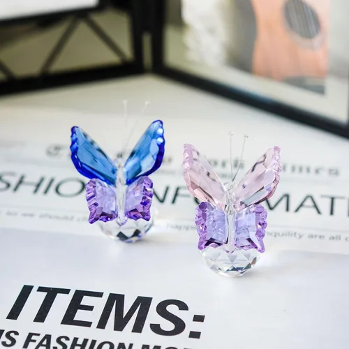 Vista 6 de 2 figuras de mariposa de cristal, pisapapapeles de cristal coleccionables 2 piezas-mariposa