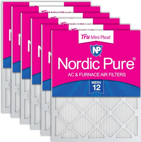 Vista 120 de Nordic Pure 20x20x1 (Tamaño real: 19 1/2 x 19 1/2 x 3/4) Filtros de aire para caldera/aire acondicionado Poly Green MERV 6 – Reduce el polvo