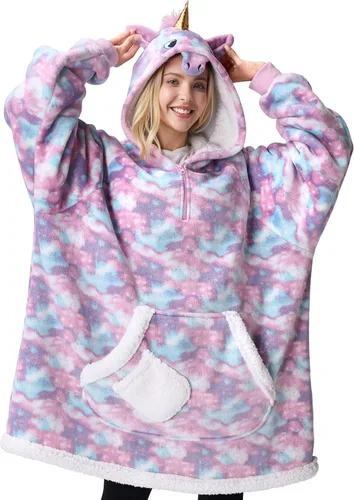 Vista 19 de Giggling Getup Manta Vestible con Capucha para Mujeres y Hombres Manta con Capucha Vestible de Forro Polar Sherpa Sudadera Manta Vestible Sherpa
