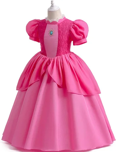 Vista 7 de KARAZZO Disfraz de princesa melocotón para niñas, disfraz de Halloween, cosplay, fiesta