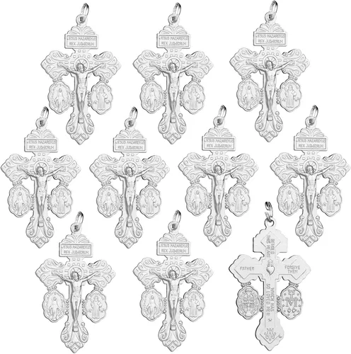 Vista 9 de Medalla milagrosa/San Benito/Crucifijo Crucifijo Colgantes para DIY Rosario Collar Joyería Fabricación de Cuentas de Oración