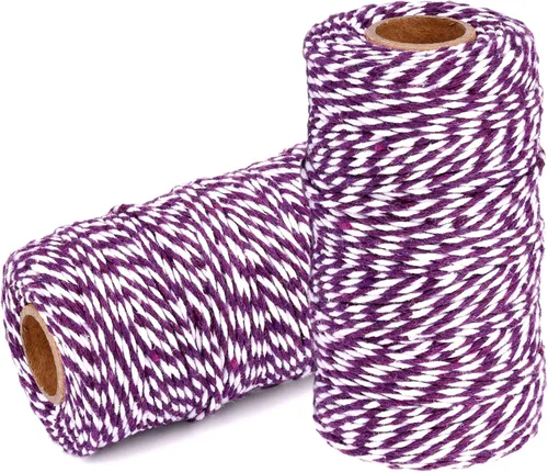 Vista 33 de Cuerda de Hilo de Algodón para Panaderos: 2 Rollos de Cordel para Manualidades Envolver Regalos - 656 Pies de Cordel Negro Blanco para Cocina
