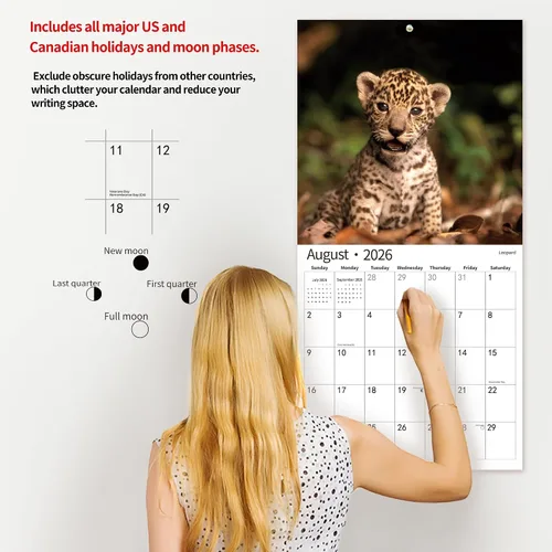 Vista 5 de Calendario de Pared 2026, Calendario 2026, Noviembre 2025 - Diciembre 2026, Calendario de Pared de Animales Bebés, 12" x 24" Abierto, Meses
