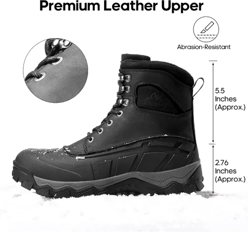 Vista 5 de NORTIV 8 Botas de invierno para hombre, aisladas, impermeables, botas de senderismo para nieve