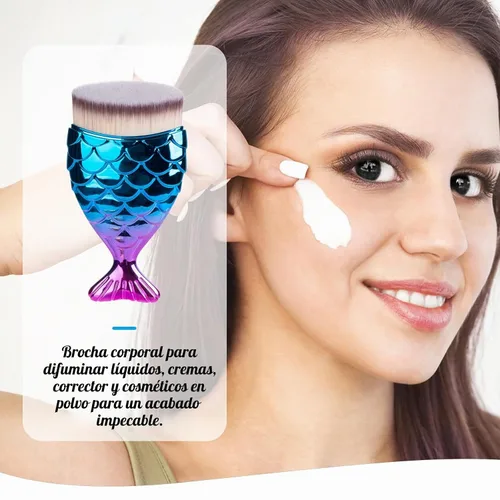 Vista 5 de UNIMEIX Cepillo de protección solar para rostro Kabuki Brush Aplicador de protector solar para niños, brochas de maquillaje para base líquida