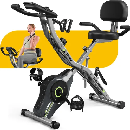 Vista 10 de Bicicleta de Ejercicio, Bicicleta Estática Plegable 5 en 1 para Personas Mayores, Resistencia Magnética Ajustable de 16 Niveles, Bicicleta