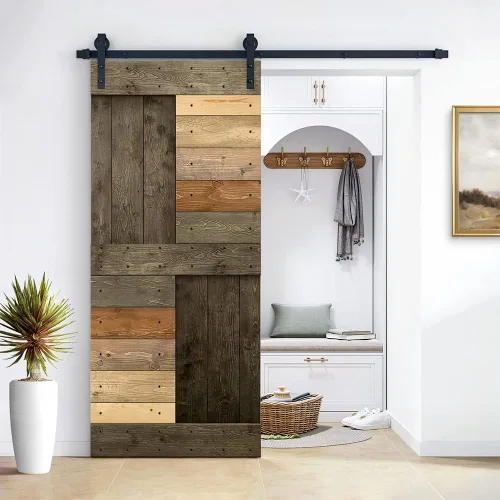 Vista 17 de TMS Serie N - Puerta corrediza interior de madera de pino anudada con kit de herrajes deslizantes (32 x 84 pulgadas, blanco)