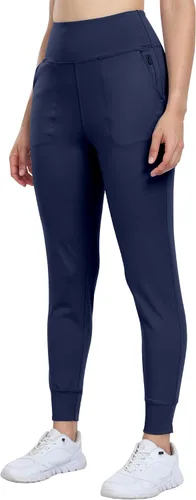 Vista 2 de WHOUARE Pantalones deportivos para mujer, leggings deportivos de entrenamiento con bolsillos, cintura alta, pantalones de yoga para gimnasio, correr