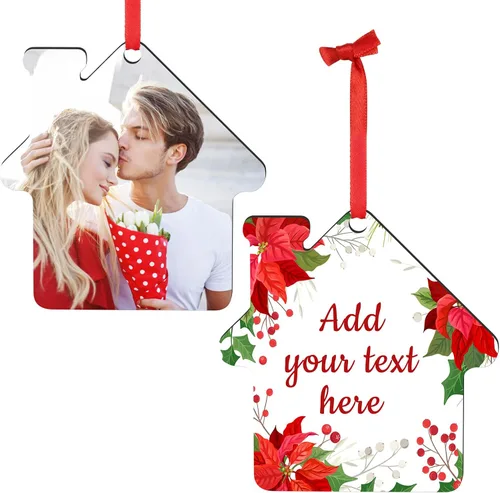 Vista 6 de Adornos de Navidad personalizados con foto, 1-150 paquetes de imágenes de texto con nombre de logotipo personalizado para bodas de Navidad