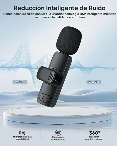Vista 6 de Paquete de 2 micrófonos de solapa inalámbricos para iPhone, iPad y teléfono Android, micrófono de solapa Plug and Play, micrófono inalámbrico
